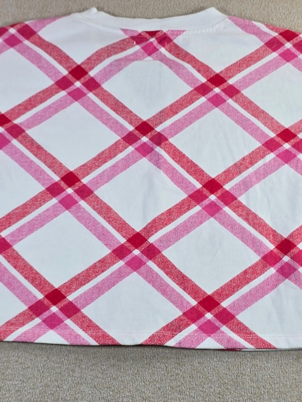 Colsie Womens XS Pink Plaid Pullover Sweatshirt V Neck Long Sleeve NWT - Picture 2 of 7